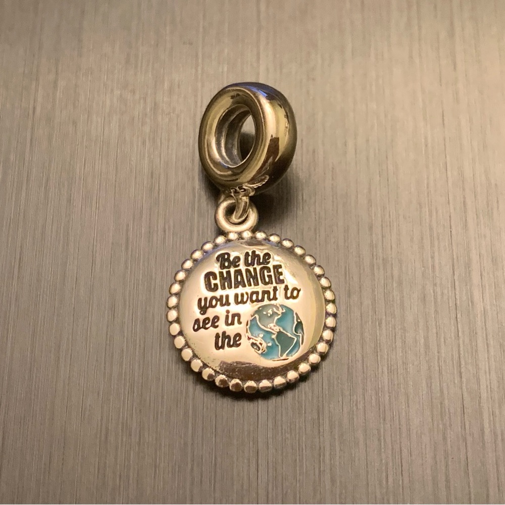 Authentic Pandora Be The Change In The World 🌏Dangle Charm